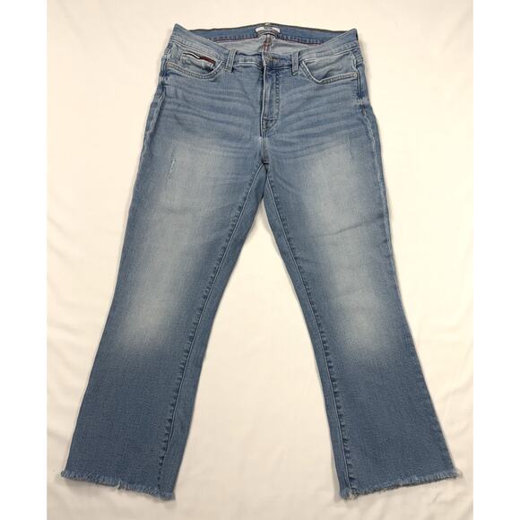 Tommy Hilfiger Denim - Tommy Hilfiger womens jeans light wash  raw distressed hem high rise Sz 6